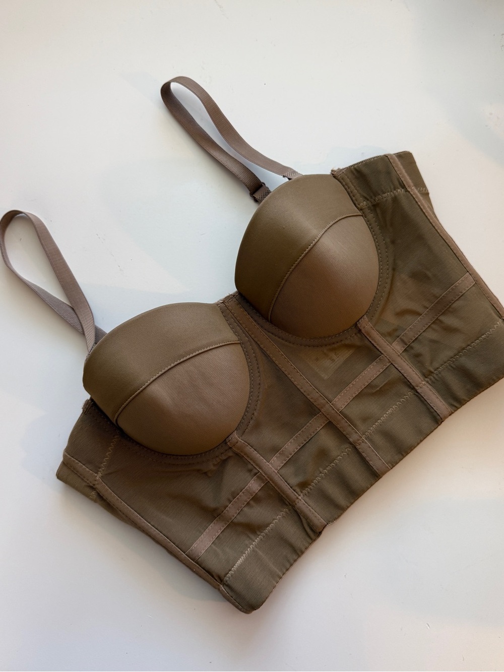Micas Women's Slimming Longline Bustier Bra Top Coffee Brown Medium